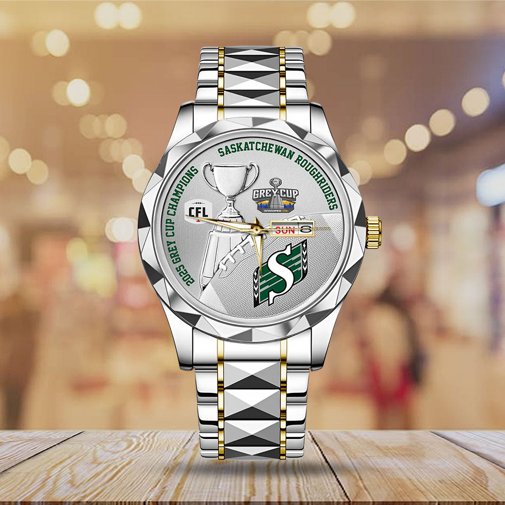 Saskatchewan Roughriders 2025 Grey Cup Champions Alloy Luxury Quartz Watch – MAITM13848