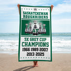 Saskatchewan Roughriders 2025 Grey Cup Champions Rectangle Beach Towel – HOATT14758
