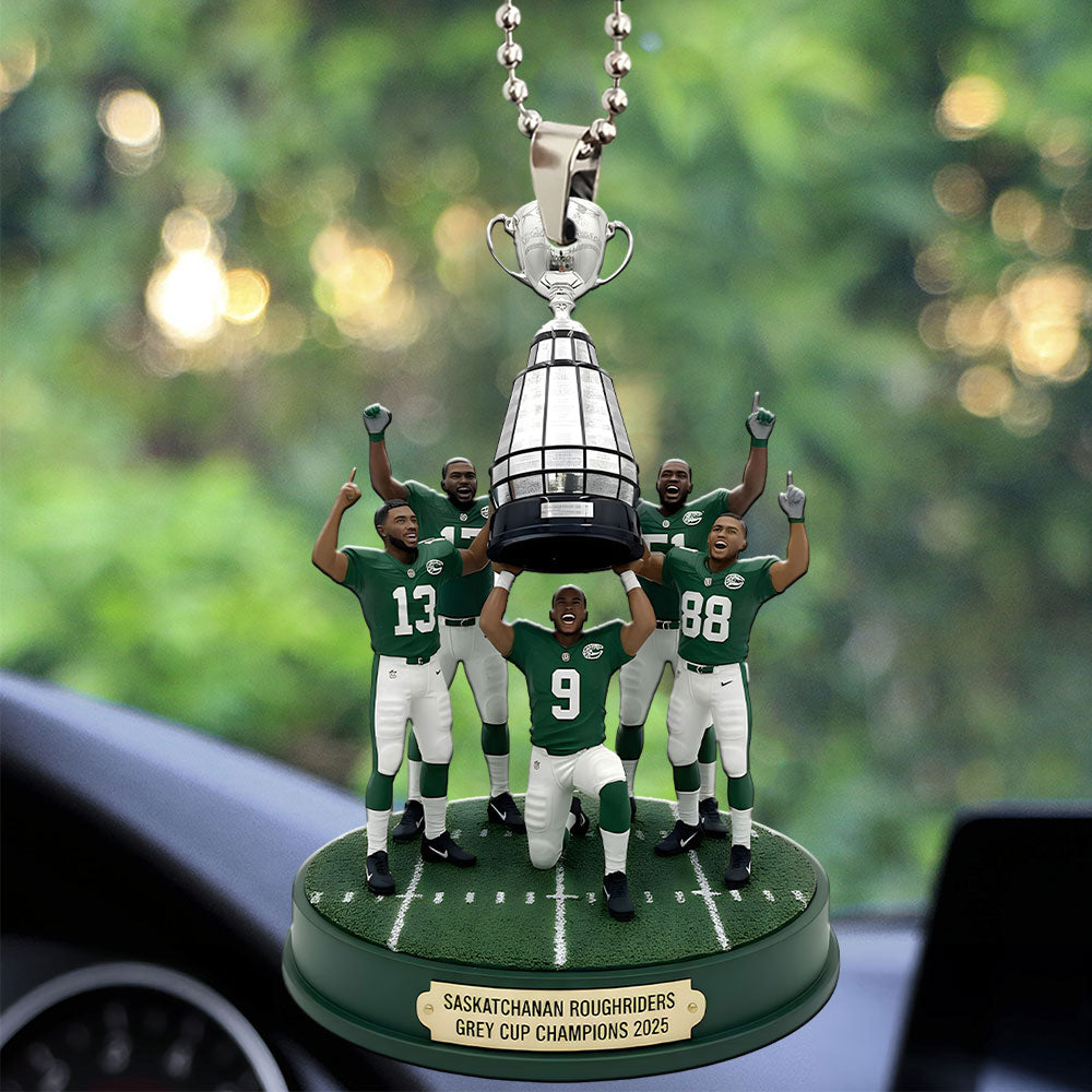 Saskatchewan Roughriders 2025 Grey Cup Champions Custom shape 2-sided Acrylic Car Ornament – MAITM13883