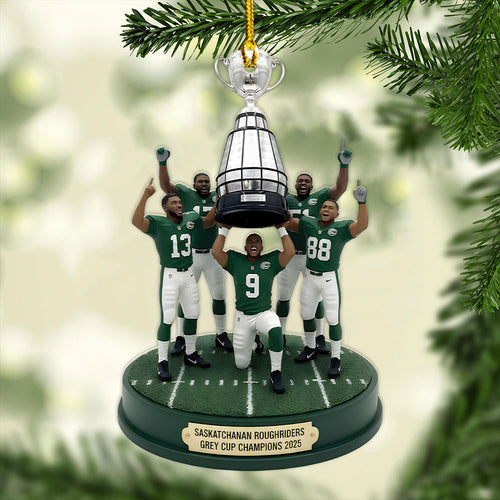 Saskatchewan Roughriders 2025 Grey Cup Champions Custom Shape 2-sided Acrylic Ornament – MAITM13869