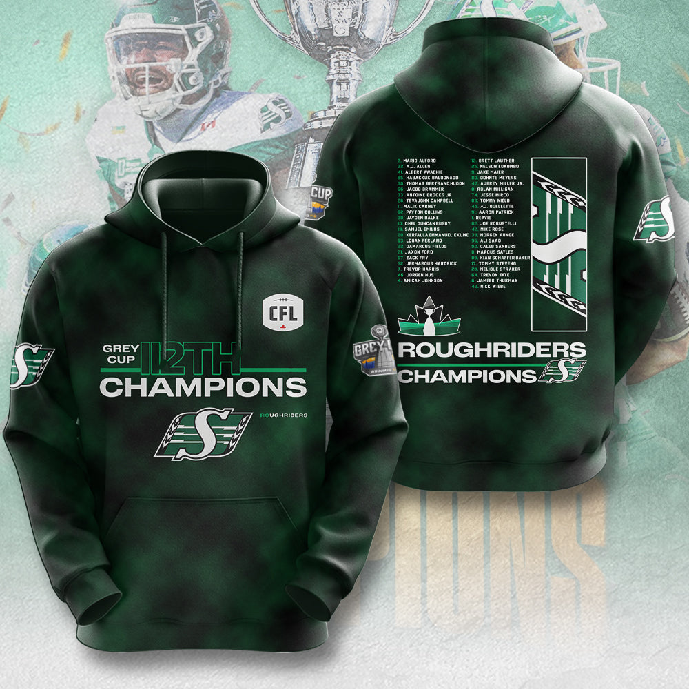 Saskatchewan Roughriders 2025 Grey Cup Champions 3D Apparel – MAITM13931