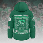 Saskatchewan Roughriders 2025 Grey Cup Champions Thickened Down Hooded Jacket – HOATT14949