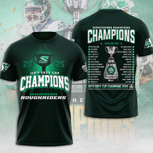 Saskatchewan Roughriders 2025 Grey Cup Champions 3D Apparel – MAITM13819
