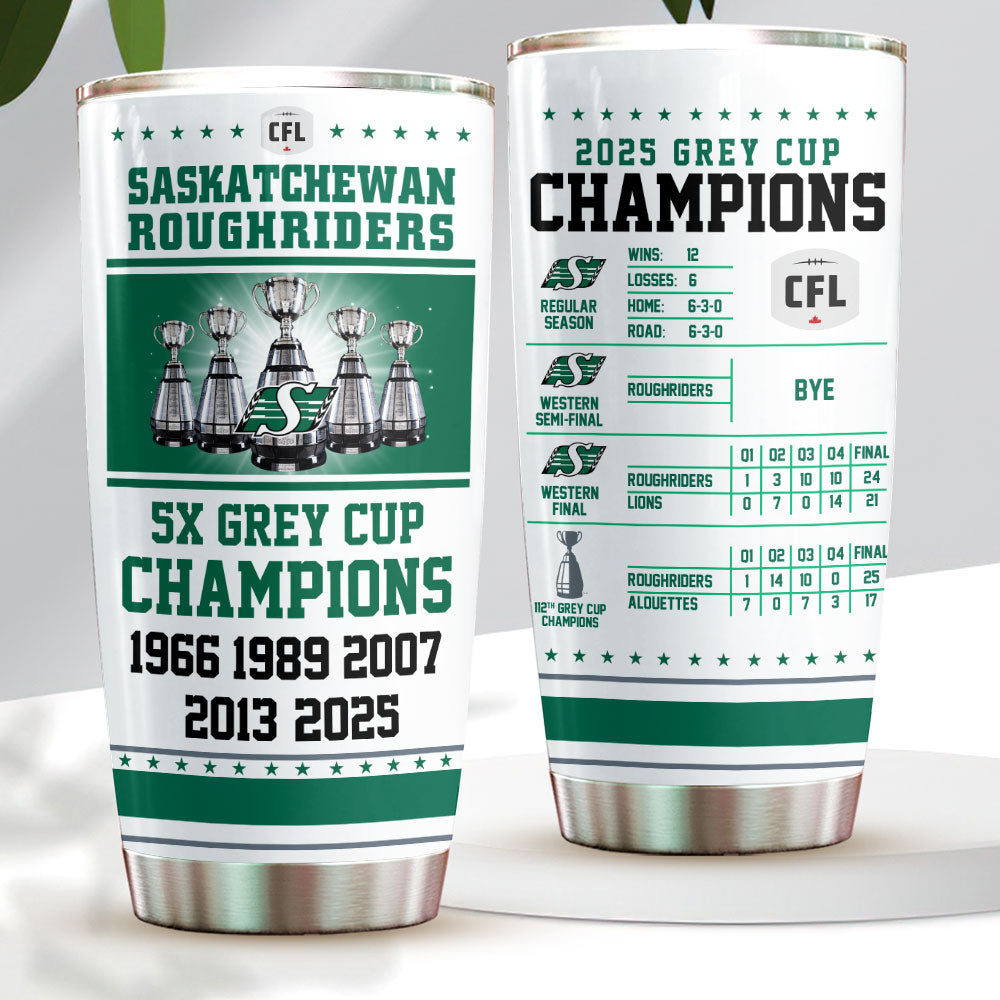 Saskatchewan Roughriders 2025 Grey Cup Champions Tumbler Cup – HOATT14791