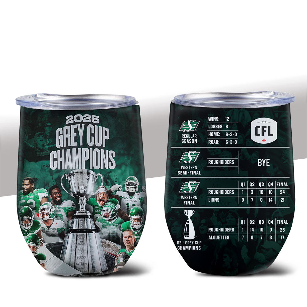 Saskatchewan Roughriders 2025 Grey Cup Champions Wine Tumbler – MAITM13870