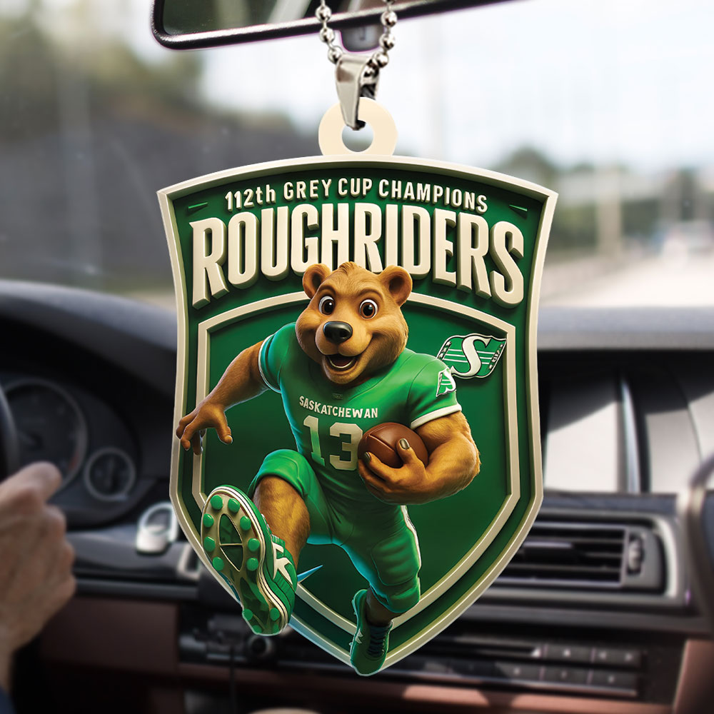 Saskatchewan Roughriders 2025 Grey Cup Champions Custom shape 2-sided Acrylic Car Ornament – TMTHU2249