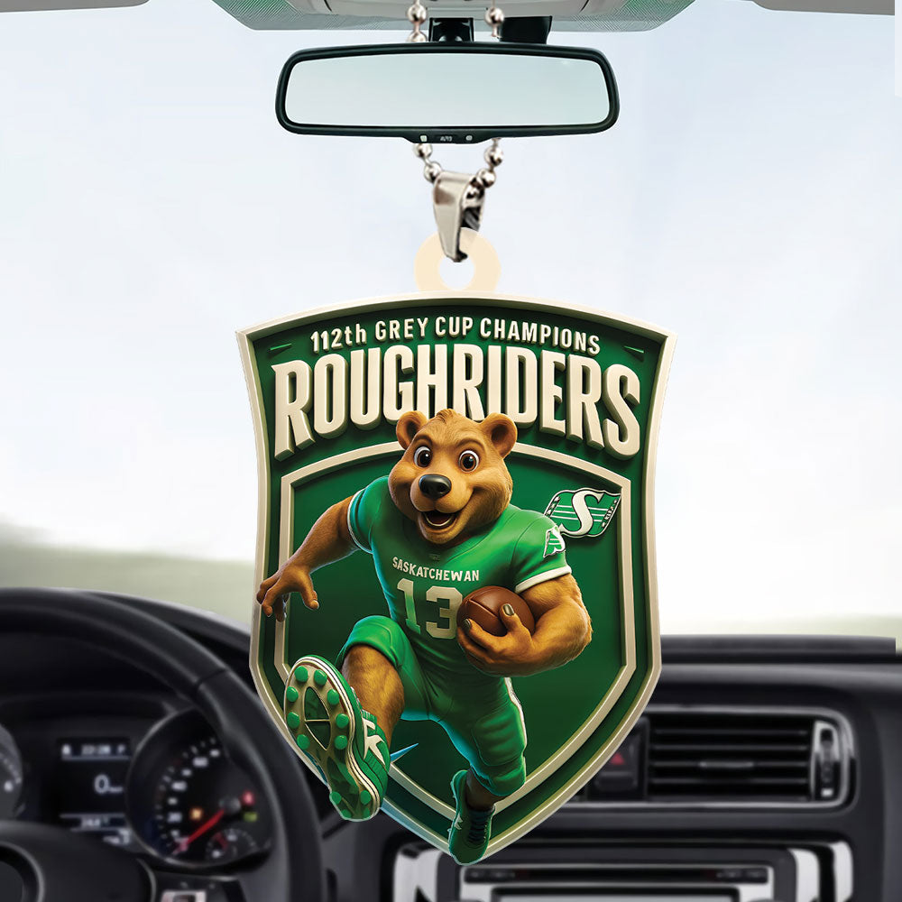 Saskatchewan Roughriders 2025 Grey Cup Champions Custom shape 2-sided Acrylic Car Ornament – TMTHU2249