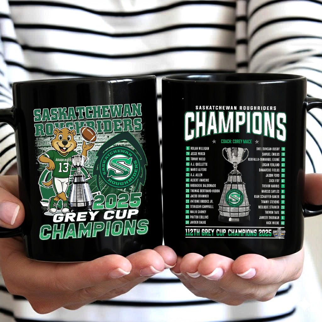 Saskatchewan Roughriders 2025 Grey Cup Champions Ceramic Mug – TANTN18875