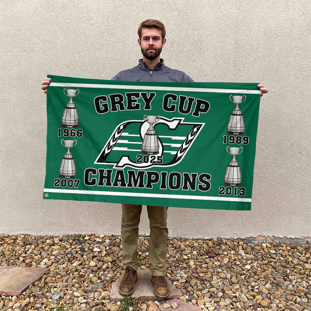 Saskatchewan Roughriders 2025 Grey Cup Champions 3D Double-side House Flag – TANTN18837