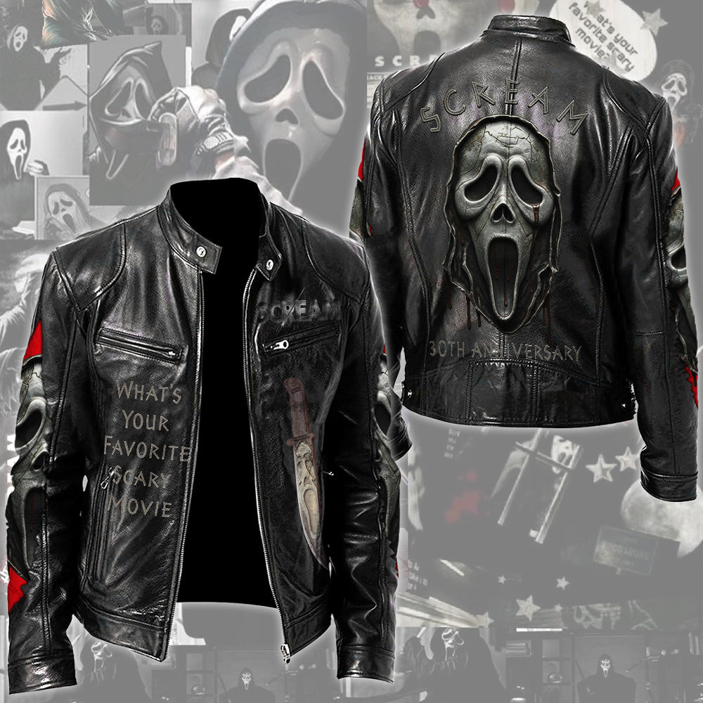 Scream 30th Anniversary Motorcycle Leather Jacket – GNE4889