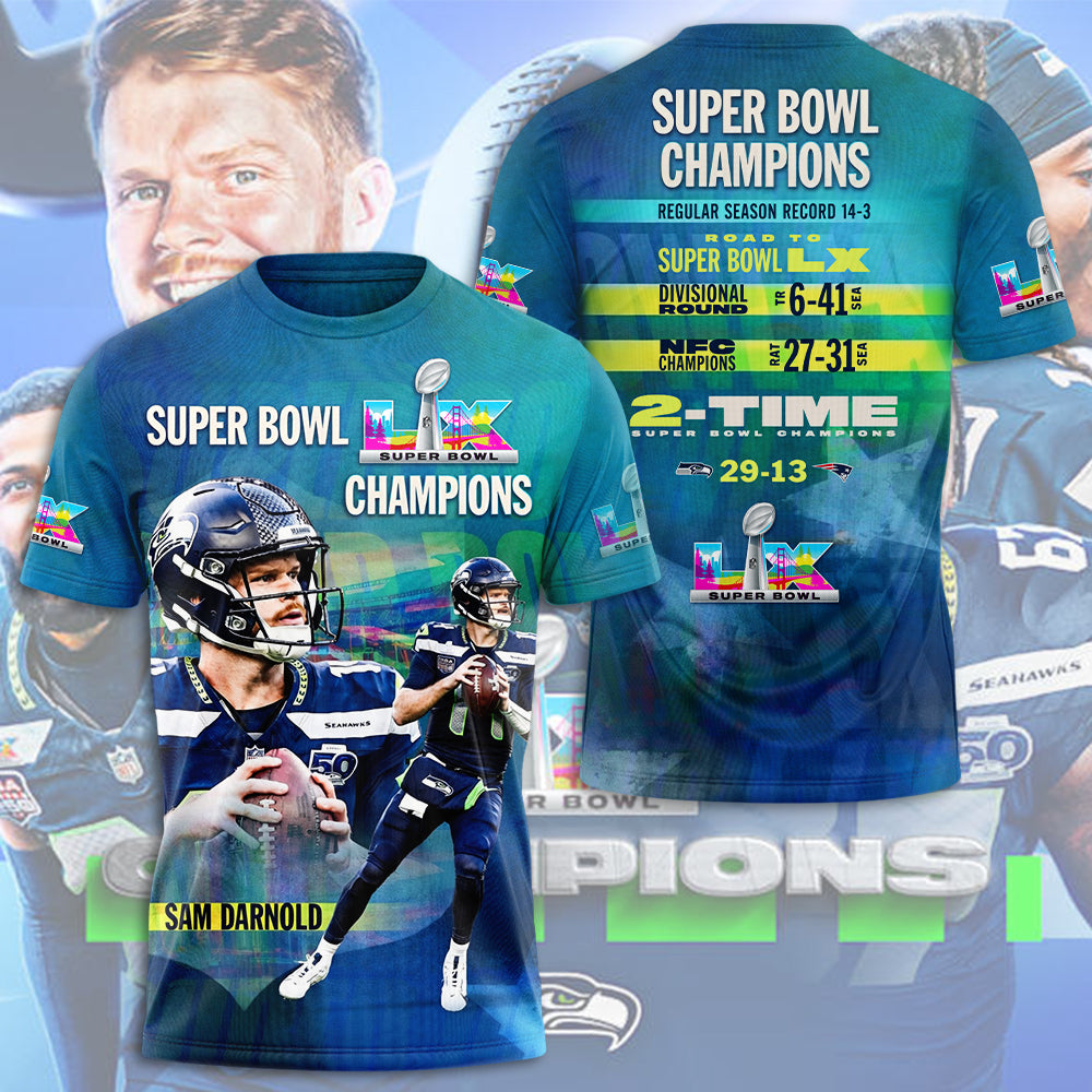 Seattle Seahawks 2025 Super Bowl LX Champions 3D Apparel – GNE5912