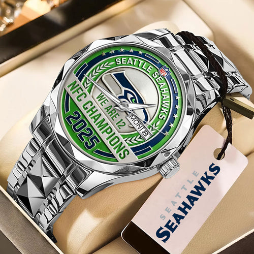 Seattle Seahawks 2025 NFC Champions Alloy Luxury Quartz Watch – MAITM14617