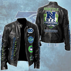 Seattle Seahawks 2025 NFC Champions Motorcycle Leather Jacket – TMTHU3728