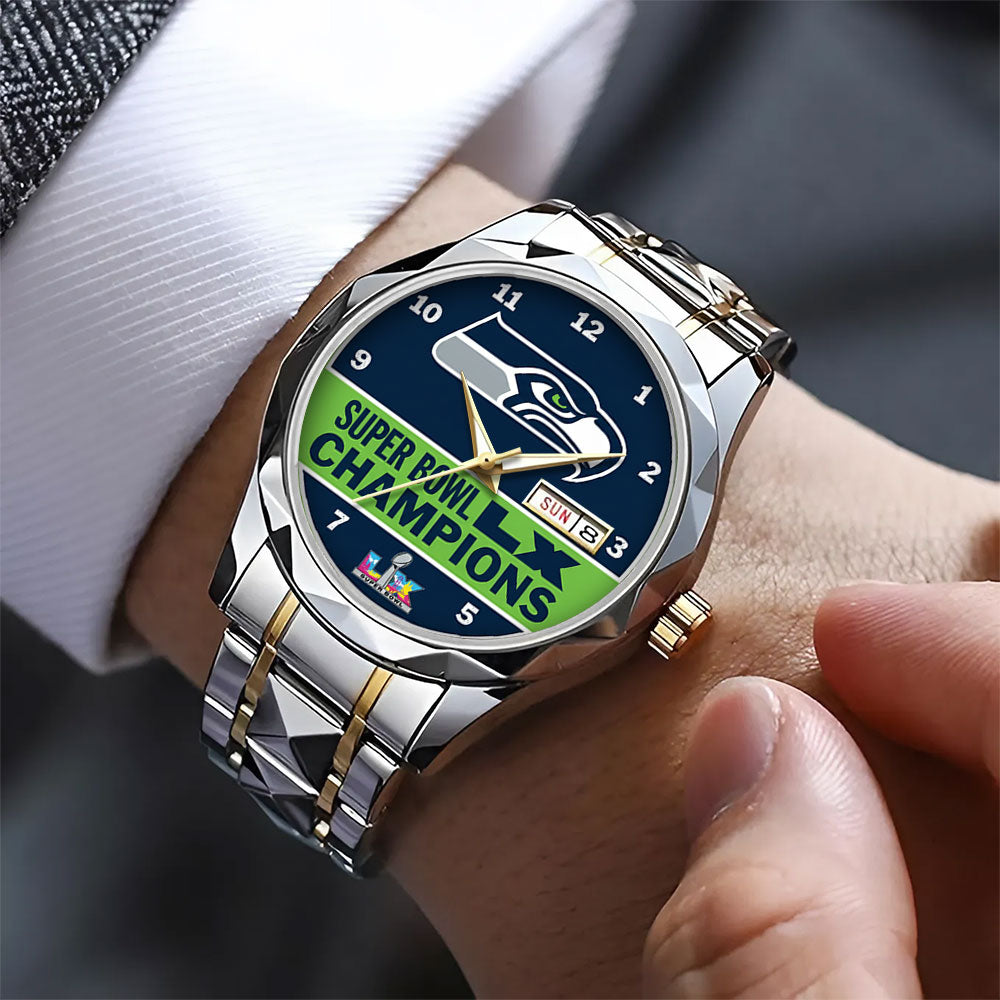 Seattle Seahawks 2025 Super Bowl LX Champions Alloy Luxury Quartz Watch – TANTN20989