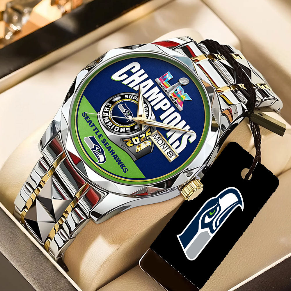 Seattle Seahawks 2025 Super Bowl LX Champions Alloy Luxury Quartz Watch – TANTN21009