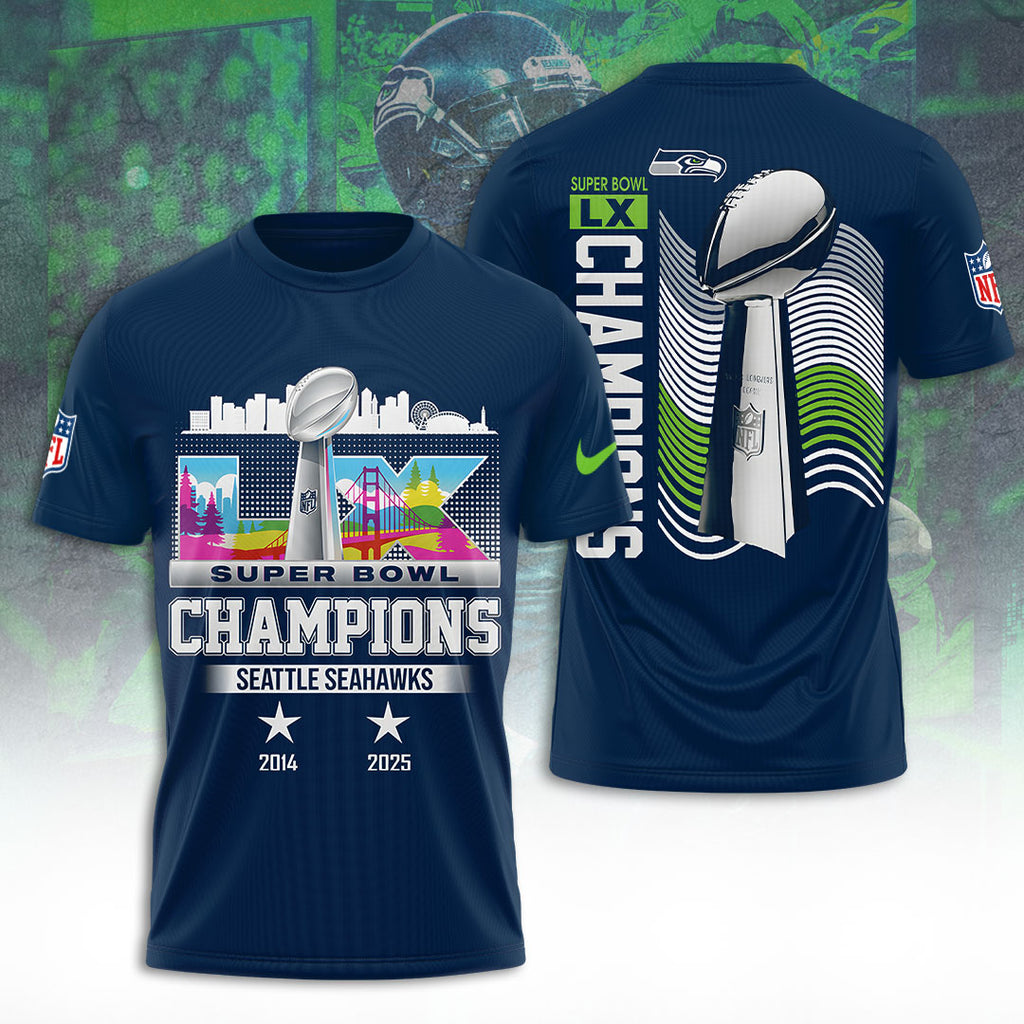 Seattle Seahawks 2025 Super Bowl LX Champions 3D Apparel – TANTN20973