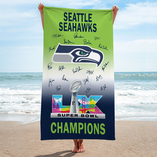 Seattle Seahawks 2025 Super Bowl LX Champions Rectangle Beach Towel – TMTHU3866