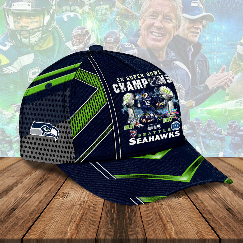 Seattle Seahawks 2025 Super Bowl LX Champions Classic Cap – HOATT16164