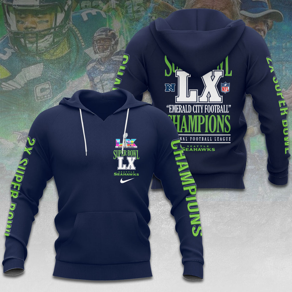 Seattle Seahawks 2025 Super Bowl LX Champions 3D Apparel – HOATT16178