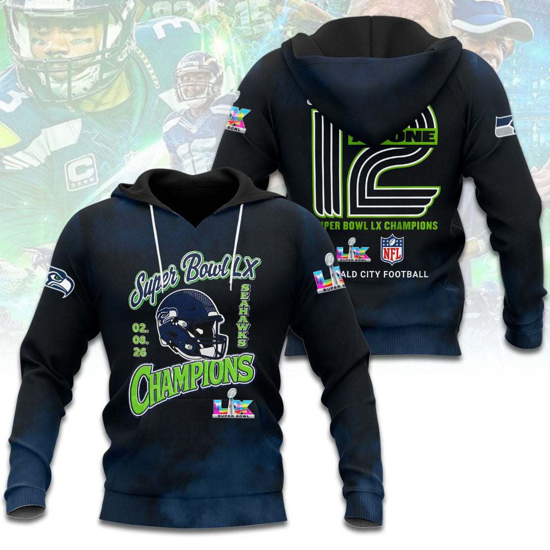 Seattle Seahawks 2025 Super Bowl LX Champions 3D Apparel – HOATT16340