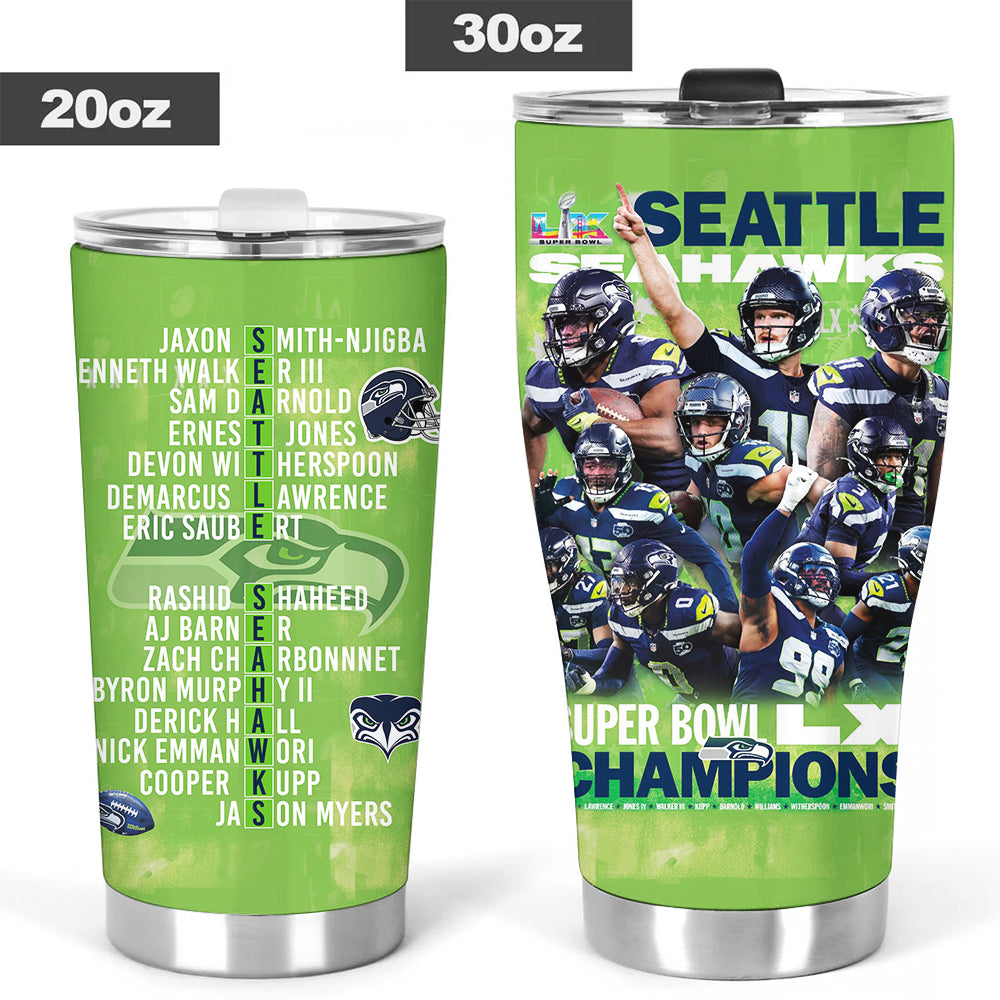 Seattle Seahawks 2025 Super Bowl LX Champions Tumbler Cup – TMTHU3914
