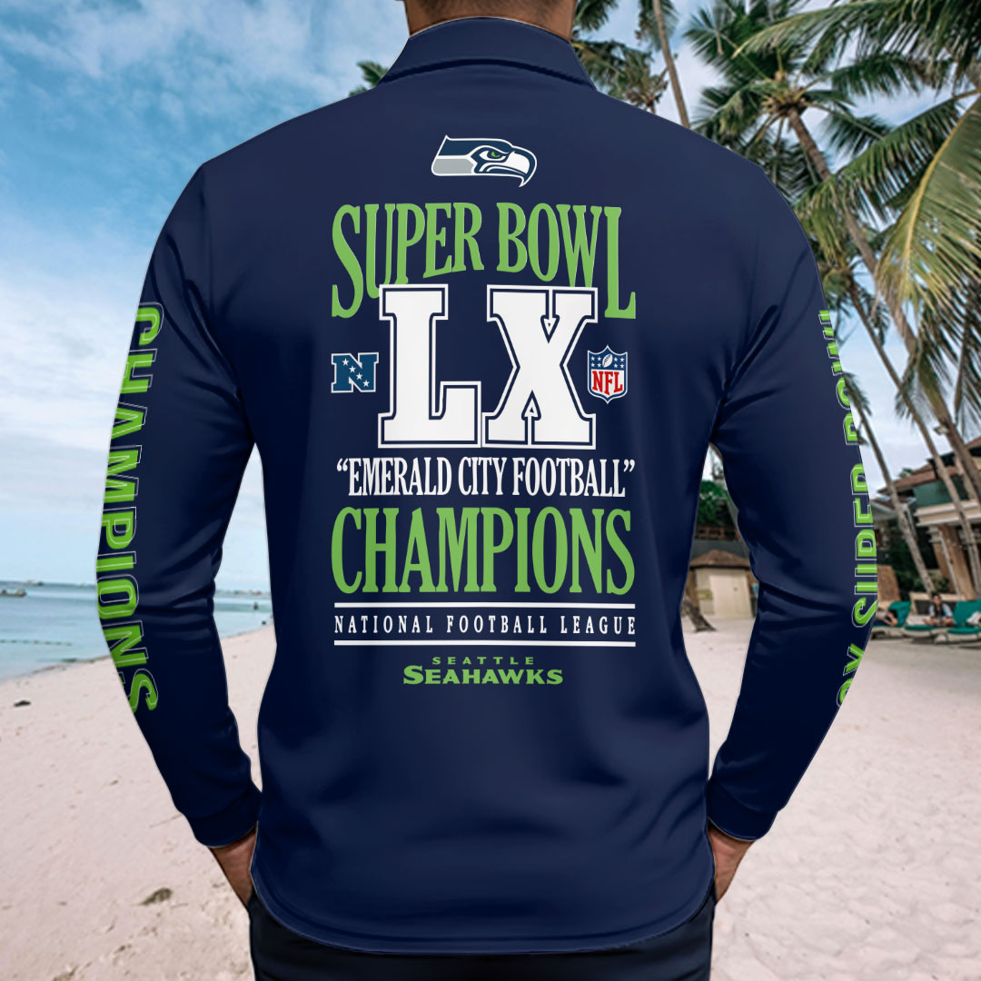 Seattle Seahawks 2025 Super Bowl LX Champions Zip Polo Shirt – HOATT16280