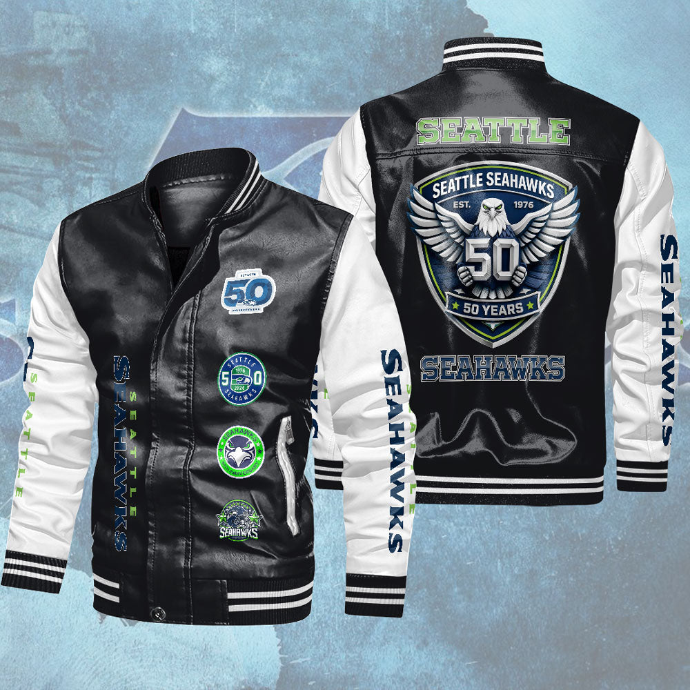 Seattle Seahawks Leather Bomber Jacket – TMTHU3747