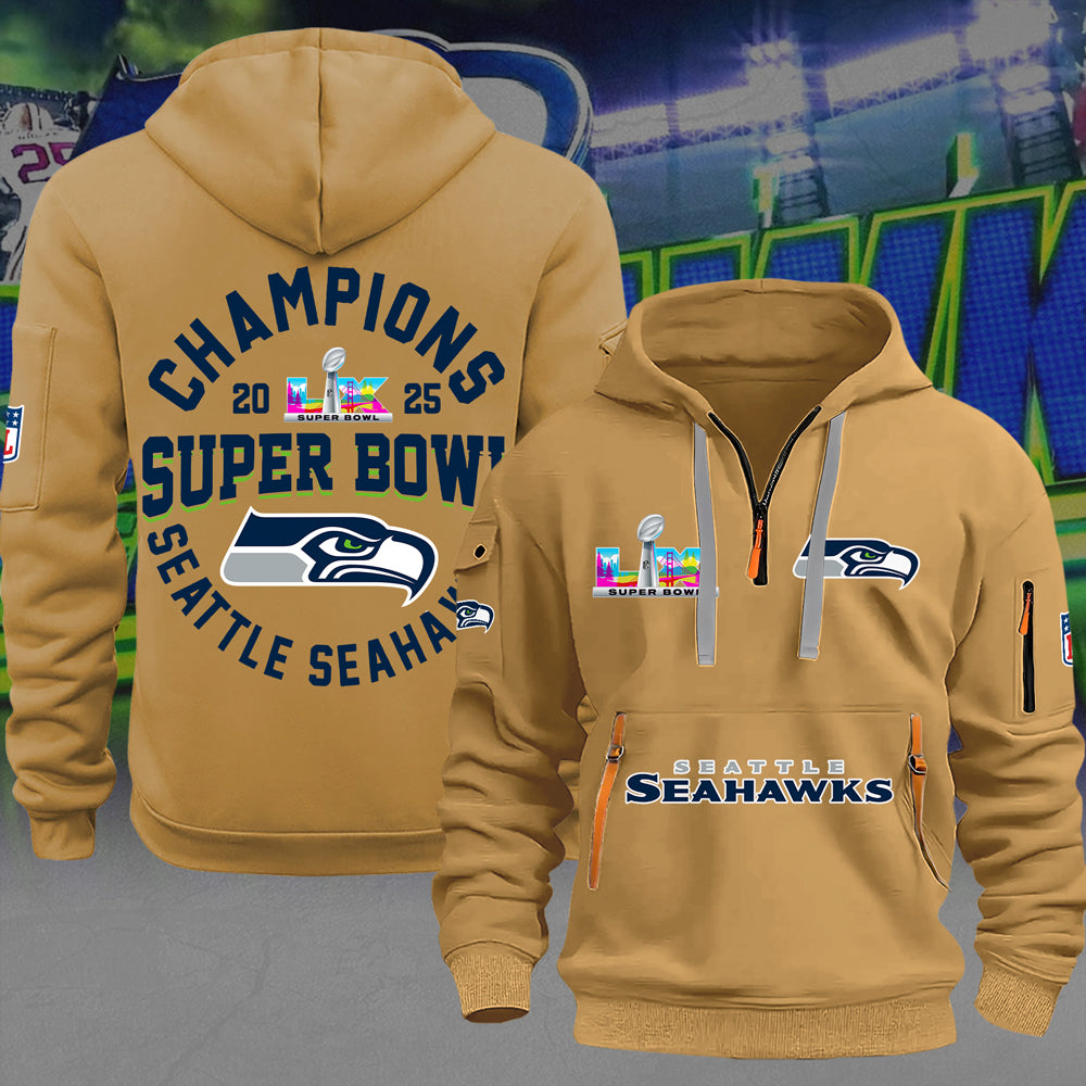 Seattle Seahawks Super Bowl LX Champions 2D Quarter Zip Hoodie – MAITM14790