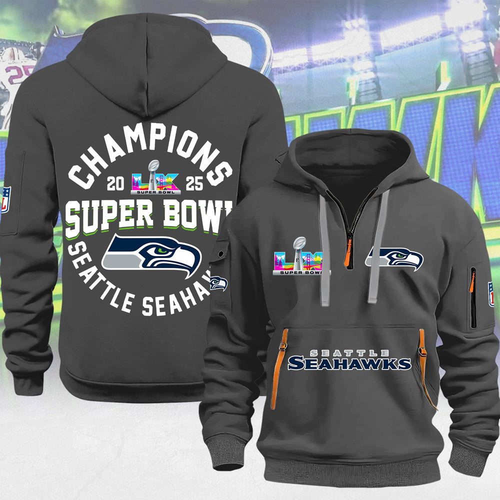 Seattle Seahawks Super Bowl LX Champions 2D Quarter Zip Hoodie – MAITM14790