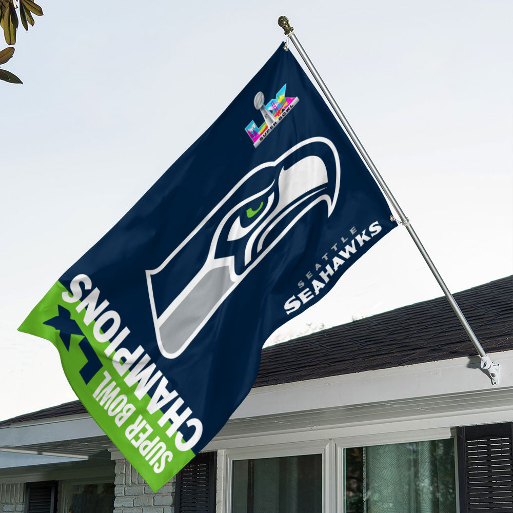 Seattle Seahawks Super Bowl LX Champions 3D Double-side House Flag – MAITM14812