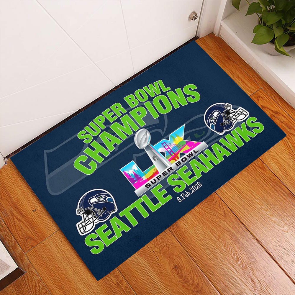 Seattle Seahawks Super Bowl LX Champions Custom Doormat – MAITM14955