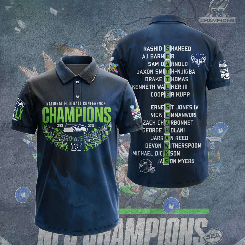 Seattle Seahawks 2025 NFC Champions 3D Apparel – TANTN20658