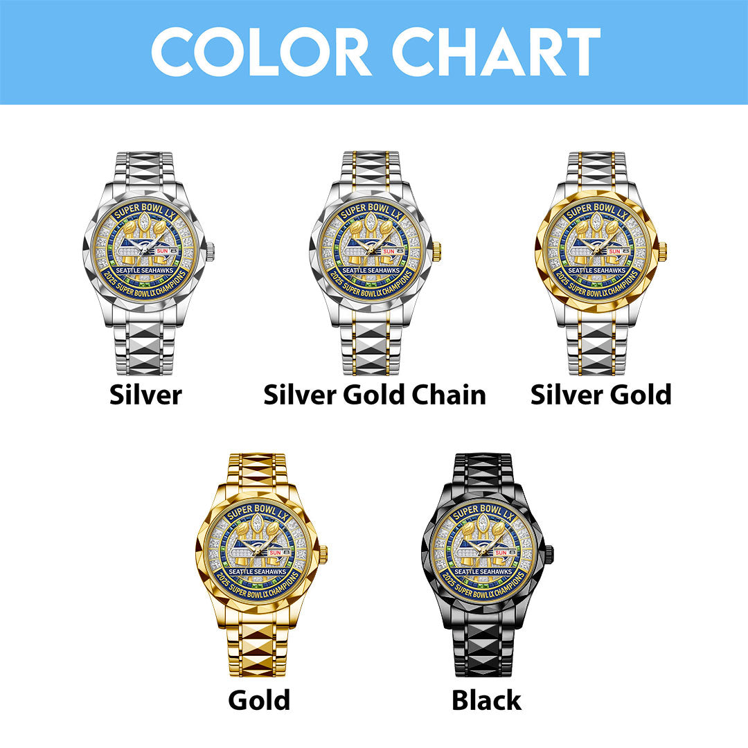 Seattle Seahawks 2025 Super Bowl LX Champions Alloy Luxury Quartz Watch – TMTHU3921