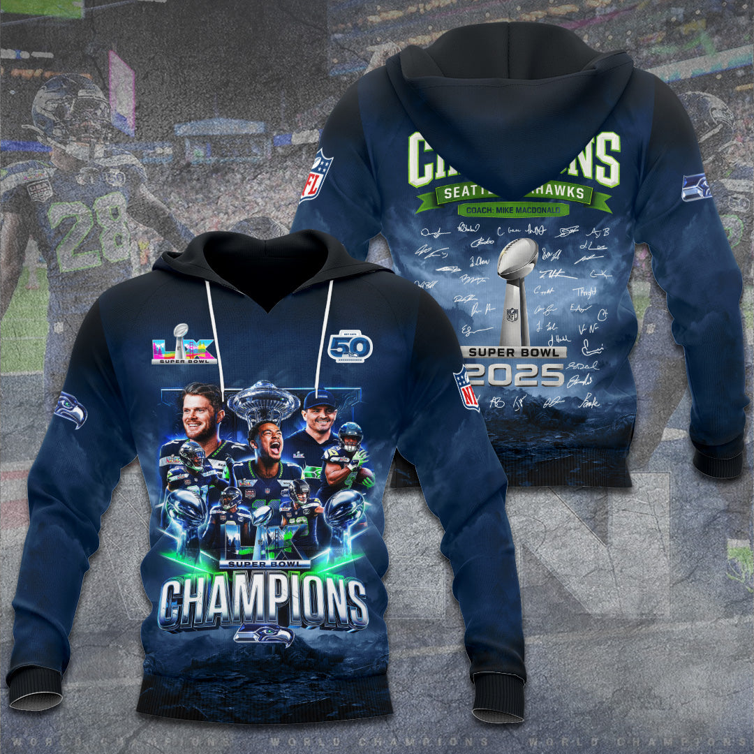 Seattle Seahawks 2025 Super Bowl LX Champions 3D Apparel – GNE5002