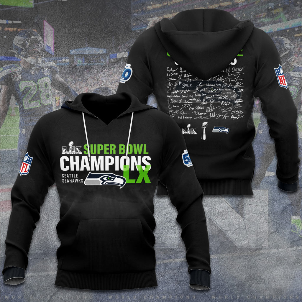 Seattle Seahawks 2025 Super Bowl LX Champions 3D Apparel – GNE5039