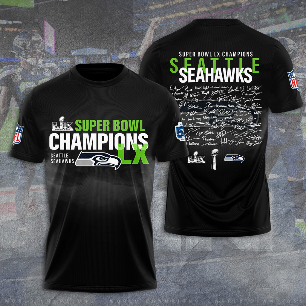 Seattle Seahawks 2025 Super Bowl LX Champions 3D Apparel – GNE5039