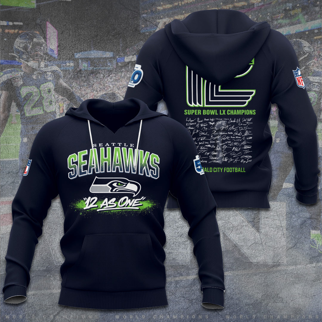 Seattle Seahawks 2025 Super Bowl LX Champions 3D Apparel – GNE5122