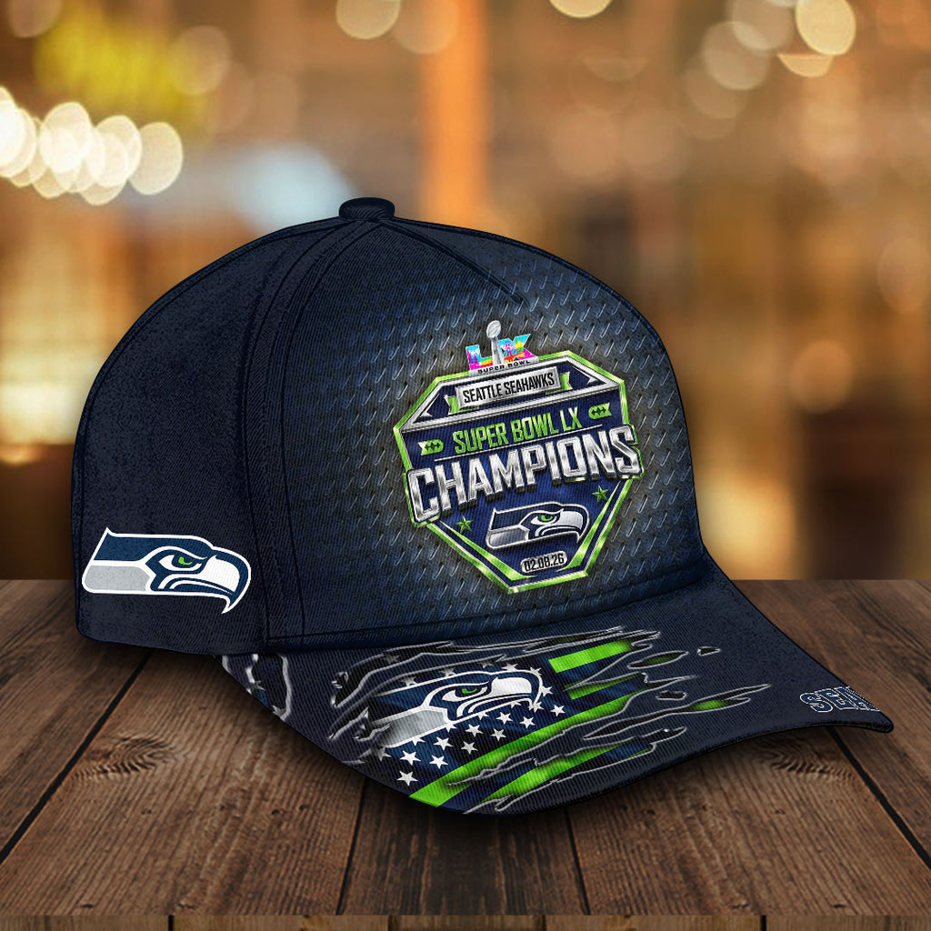 Seattle Seahawks 2025 Super Bowl LX Champions Classic Cap – TMTHU3902
