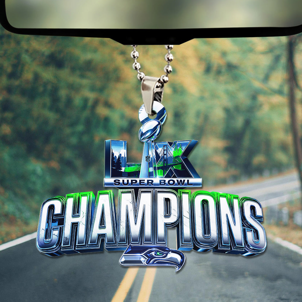 Seattle Seahawks 2025 Super Bowl LX Champions Custom shape 2-sided Acrylic Car Ornament – GNE5004