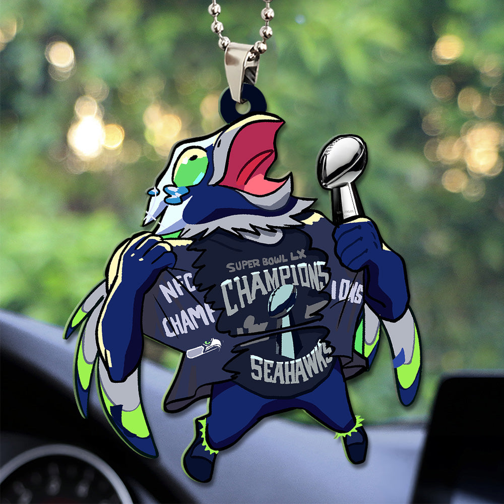 Seattle Seahawks 2025 Super Bowl LX Champions Custom shape 2-sided Acrylic Car Ornament – GNE5035