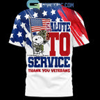 Snoopy Peanuts Salute To Service Thank You Veterans Shirt