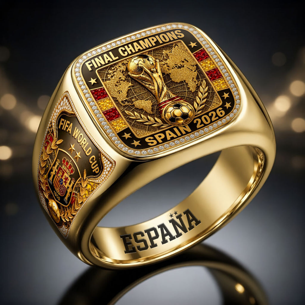 Spain National Team 2026 FIFA World Cup Champions 3D Engraved Ring – HOATT19772