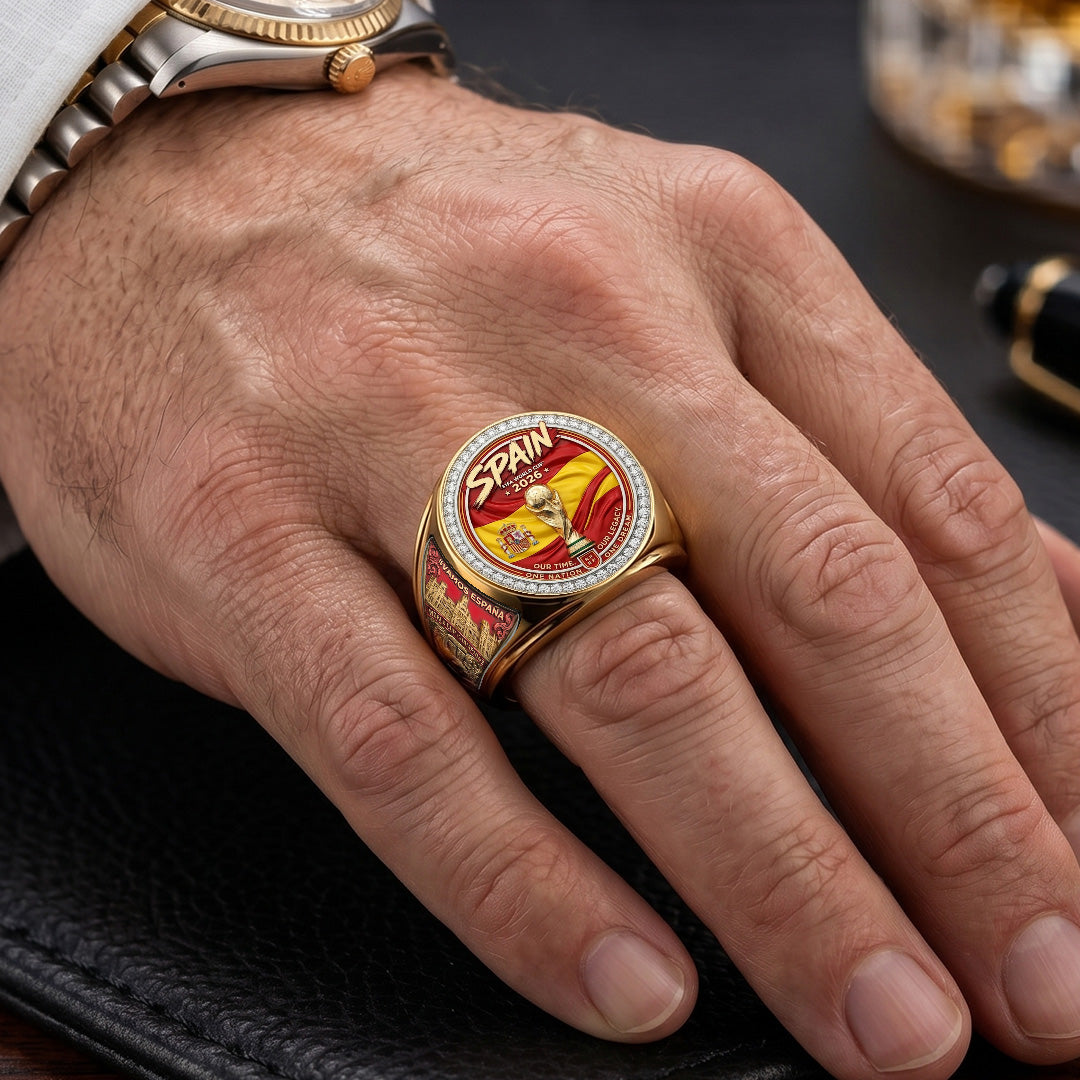 Spain National Team 2026 FIFA World Cup Champions 3D Engraved Ring – TMTHU7715
