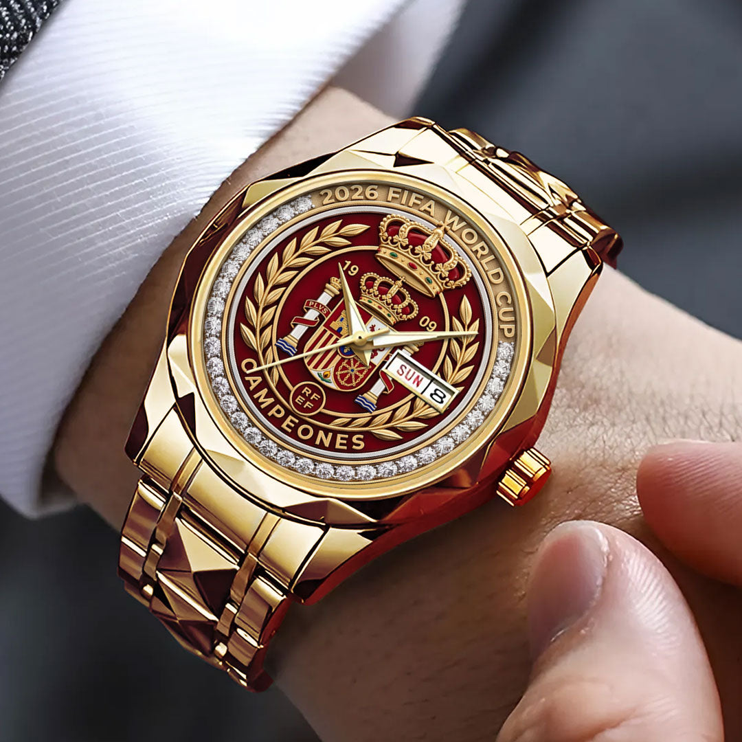 Spain National Team 2026 FIFA World Cup Champions Alloy Luxury Quartz Watch – TMTHU7885
