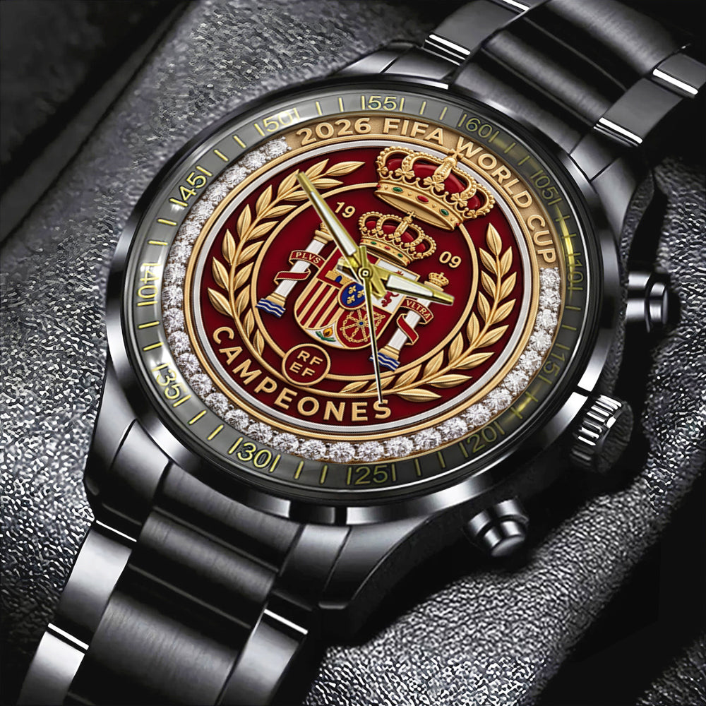 Spain National Team 2026 FIFA World Cup Champions Black Stainless Steel Watch – TMTHU7886