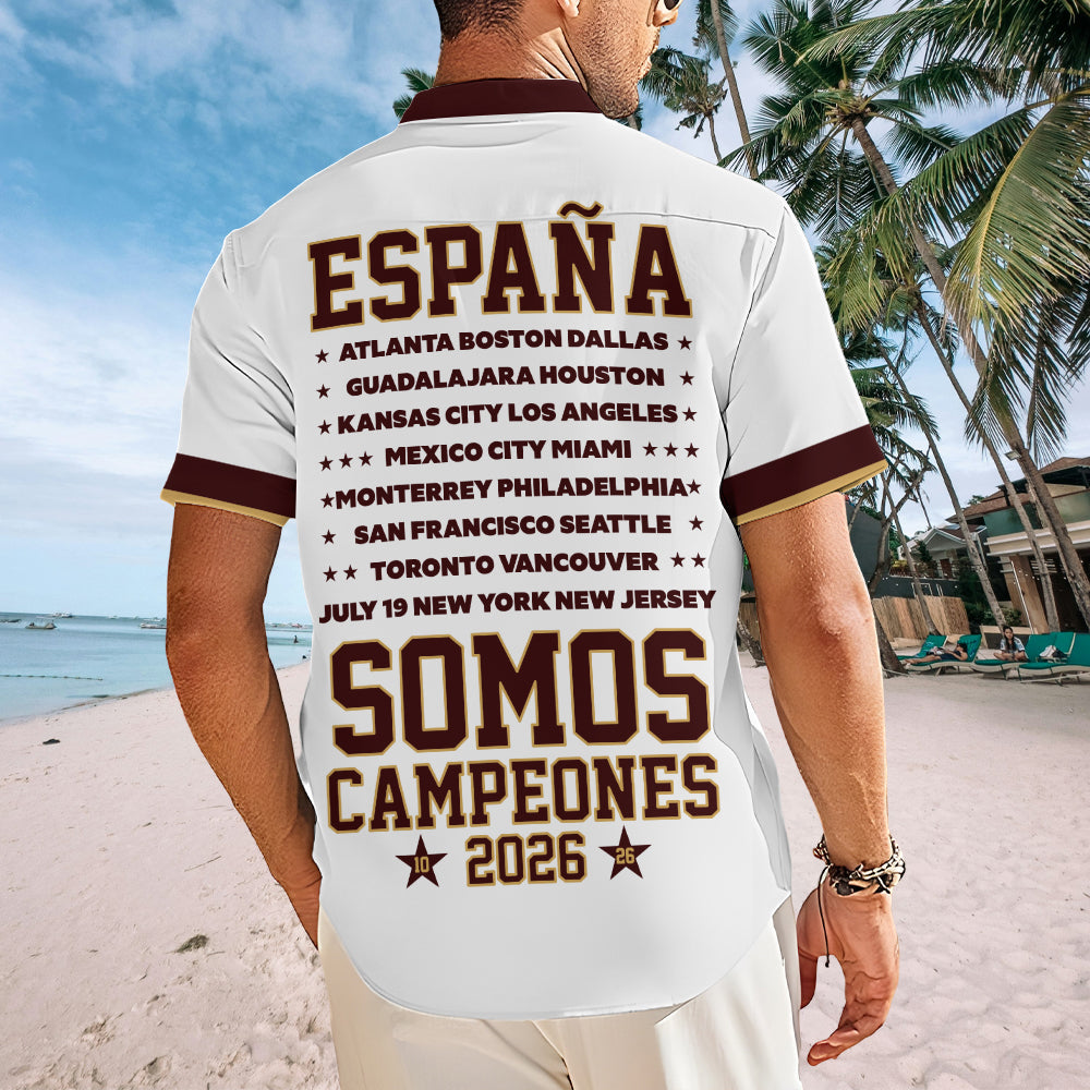 Spain National Team 2026 FIFA World Cup Champions Short Sleeve Button-Down Shirt – TMTHU7717