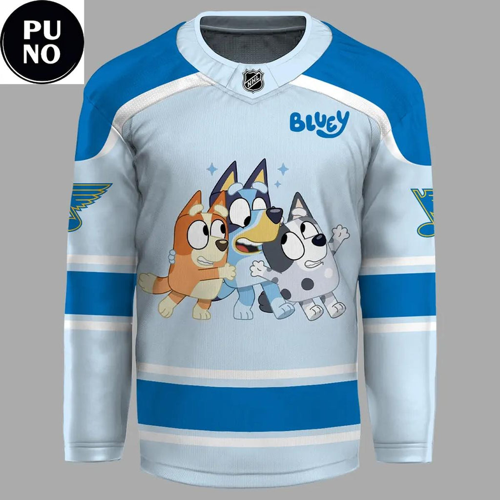 St. Louis Blues x Bluey Night 2026 Personalized Hockey Jersey