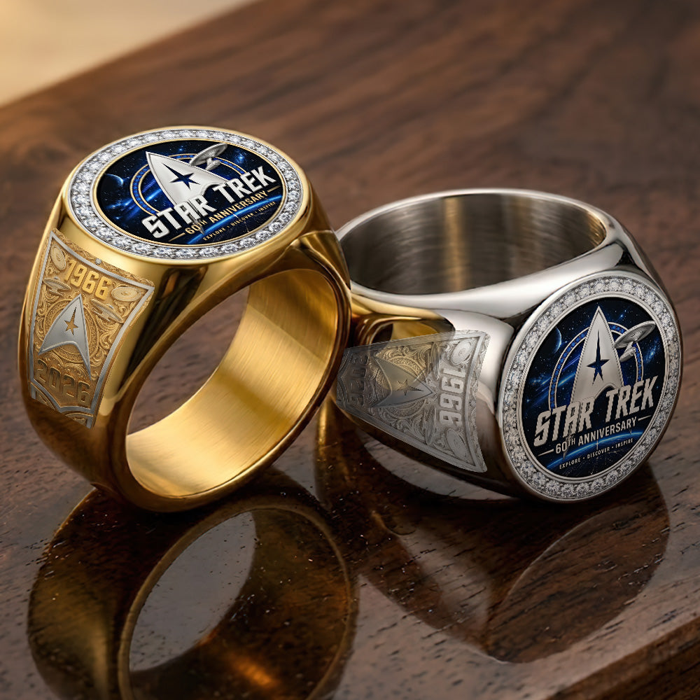 Star Trek 60th Anniversary 2026 3D Engraved Ring – TMTHU6654