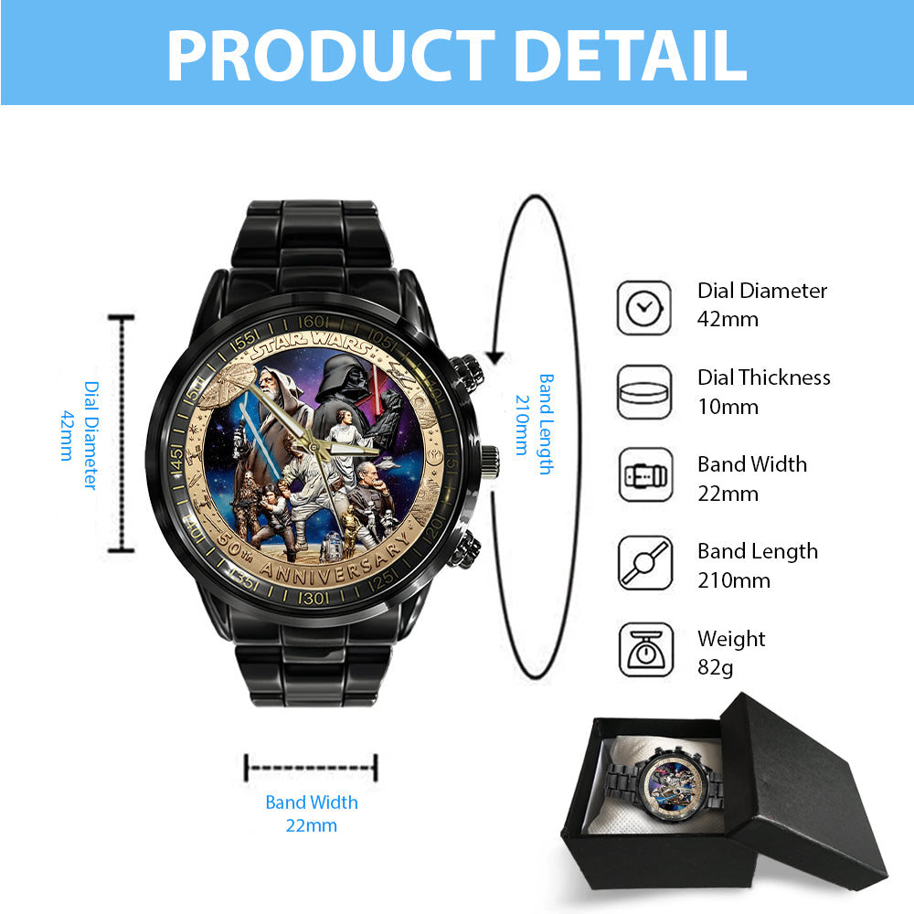 Star Wars 50th Anniversary Black Stainless Steel Watch – TMTHU4648
