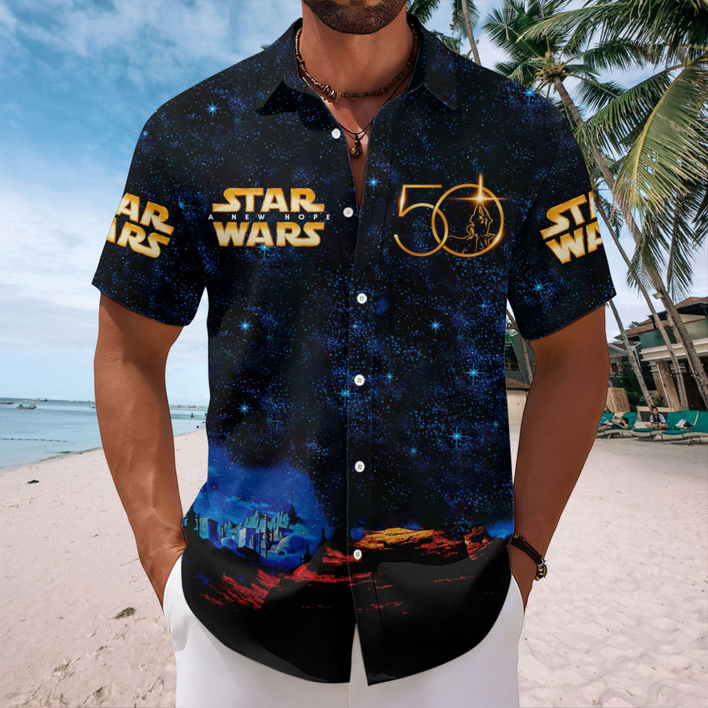 Star Wars 50th Anniversary Short Sleeve Button-Down Shirt – HOATT15498